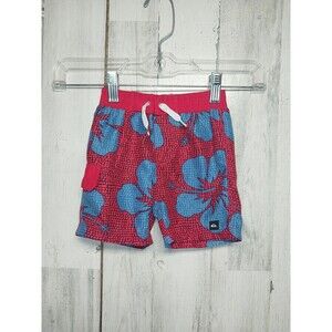 Quicksilver Boys 12 Months Red Blue Floral Board Shorts